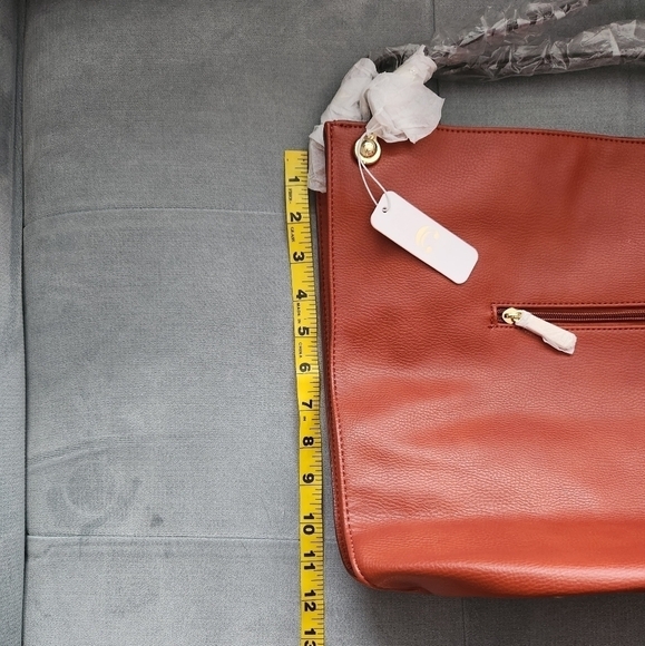 Charming Charlie Zipper Tote Bag Dark Orange With Gold Tone Accents - Picture 7 of 10
